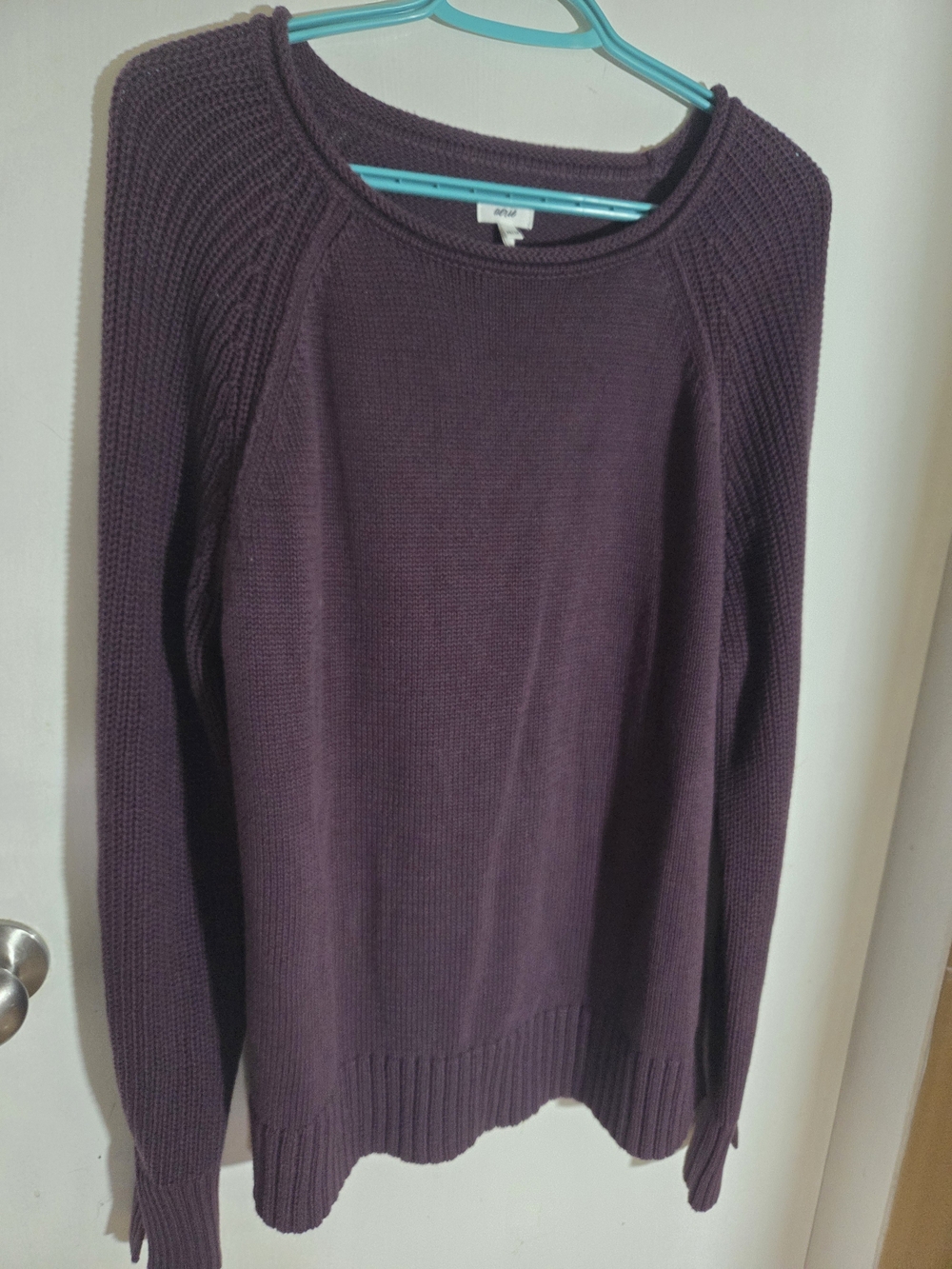 aerie Plum Crewneck Sweater - Deep Purple Knit